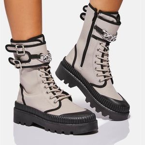 Dolls Kill enough of love platform combat boots NIB 8